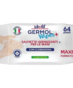 SALVIETTE IGIENIZZANTI IPOALLERGENICHE GERMOL WIPES 64 PEZZI