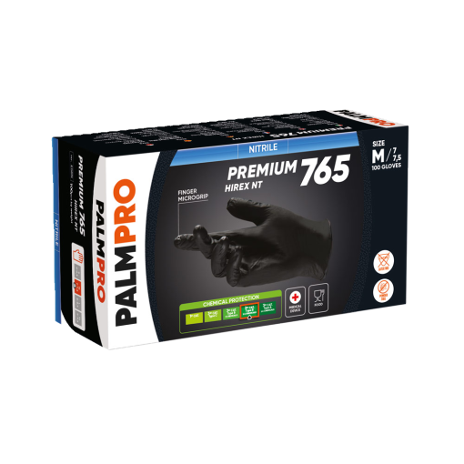 GUANTI NERI IN NITRILE P.F. PALMPRO-HIREX 765 100PZ