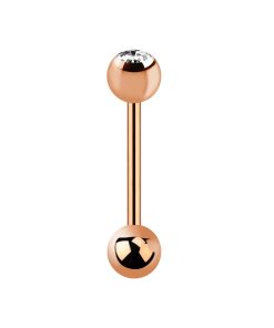 BARRA IN ACCIAIO CHIRURGICO PLACCATO PVD ORO ROSA 16MM - 14MM - 14G - SFERE 6MM