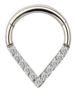 SEPTUM IN ACCIAIO CHIRURGICO CON ZIRCONI INCASTONATI 8MM - 1,2MM - 16G