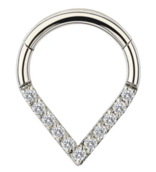 SEPTUM IN ACCIAIO CHIRURGICO CON ZIRCONI INCASTONATI 8MM - 1,2MM - 16G