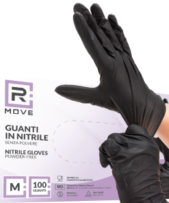 GUANTI RMOVE IN NITRILE NERO TAGLIA M CF 100PZ
