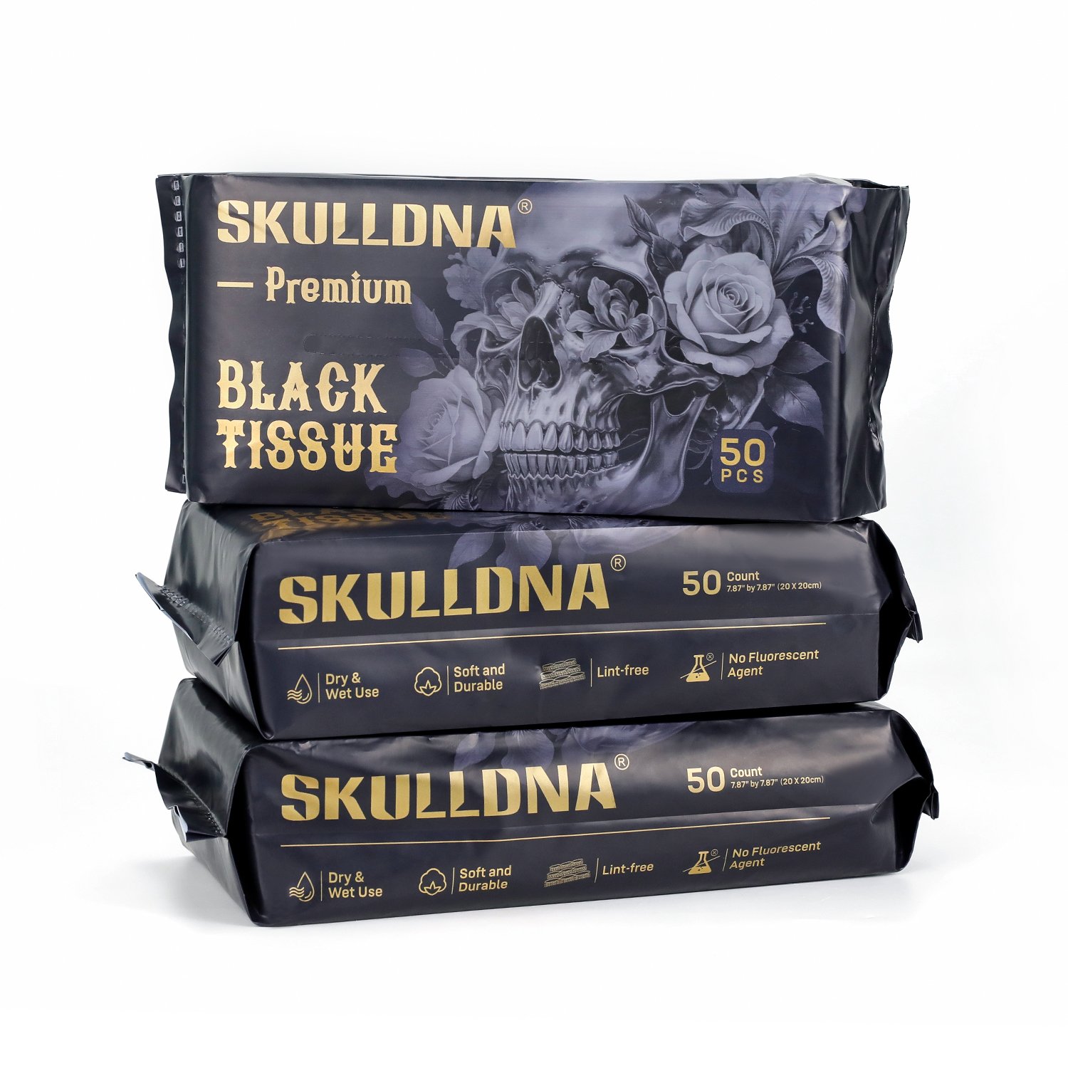 SALVIETTE ASCIUGAMANO SKULLDNA NERE CF 50 PEZZI